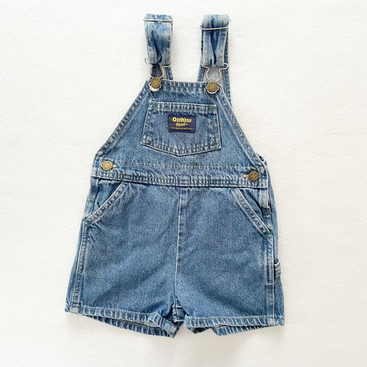 OshKosh Medium Wash Denim Shortalls - Yellow Clover Vintage Kids Clothes