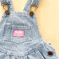 OshKosh Light Wash Denim Shortalls - Yellow Clover Vintage Kids Clothes