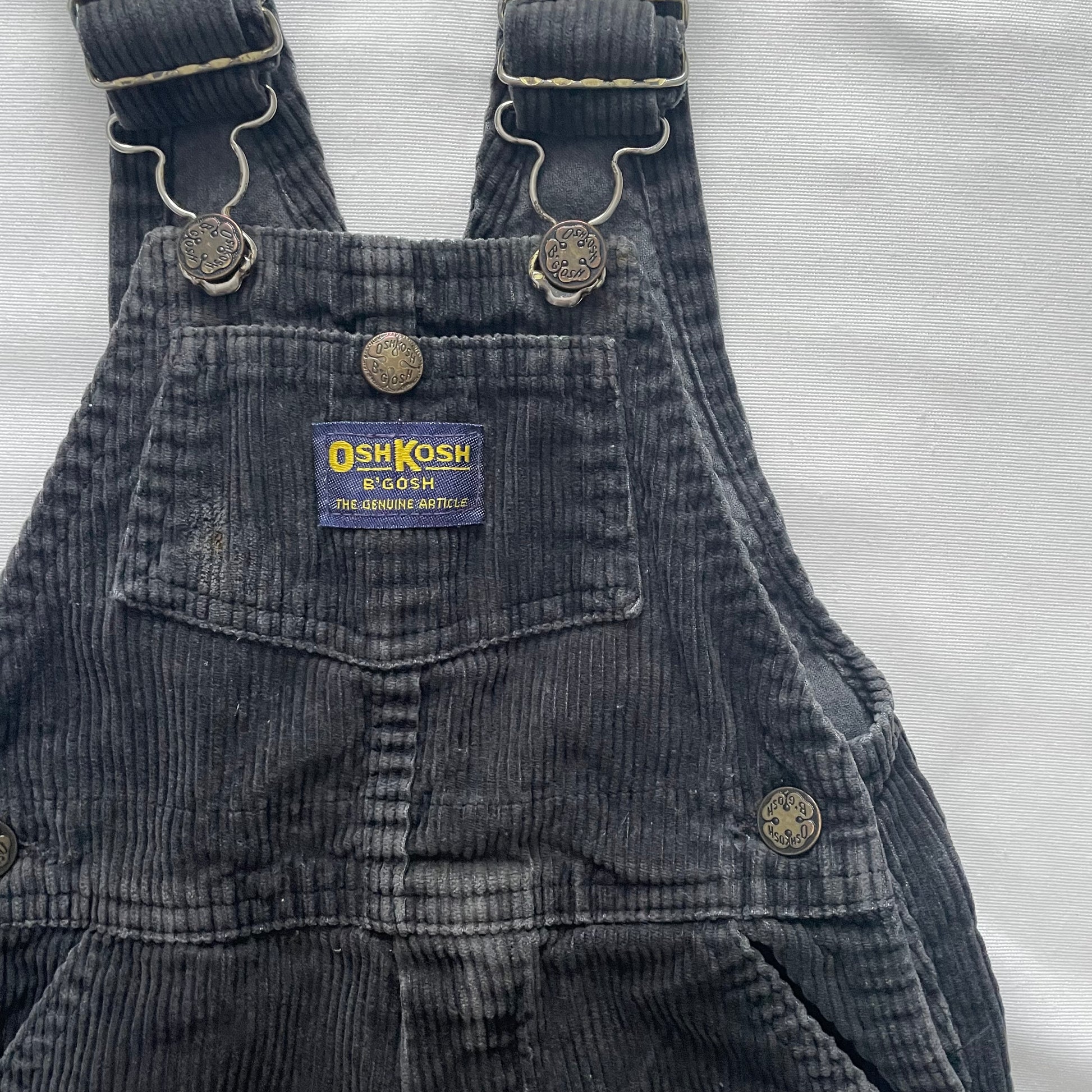 OshKosh Black Cord Overalls - Yellow Clover Vintage Kids Clothes