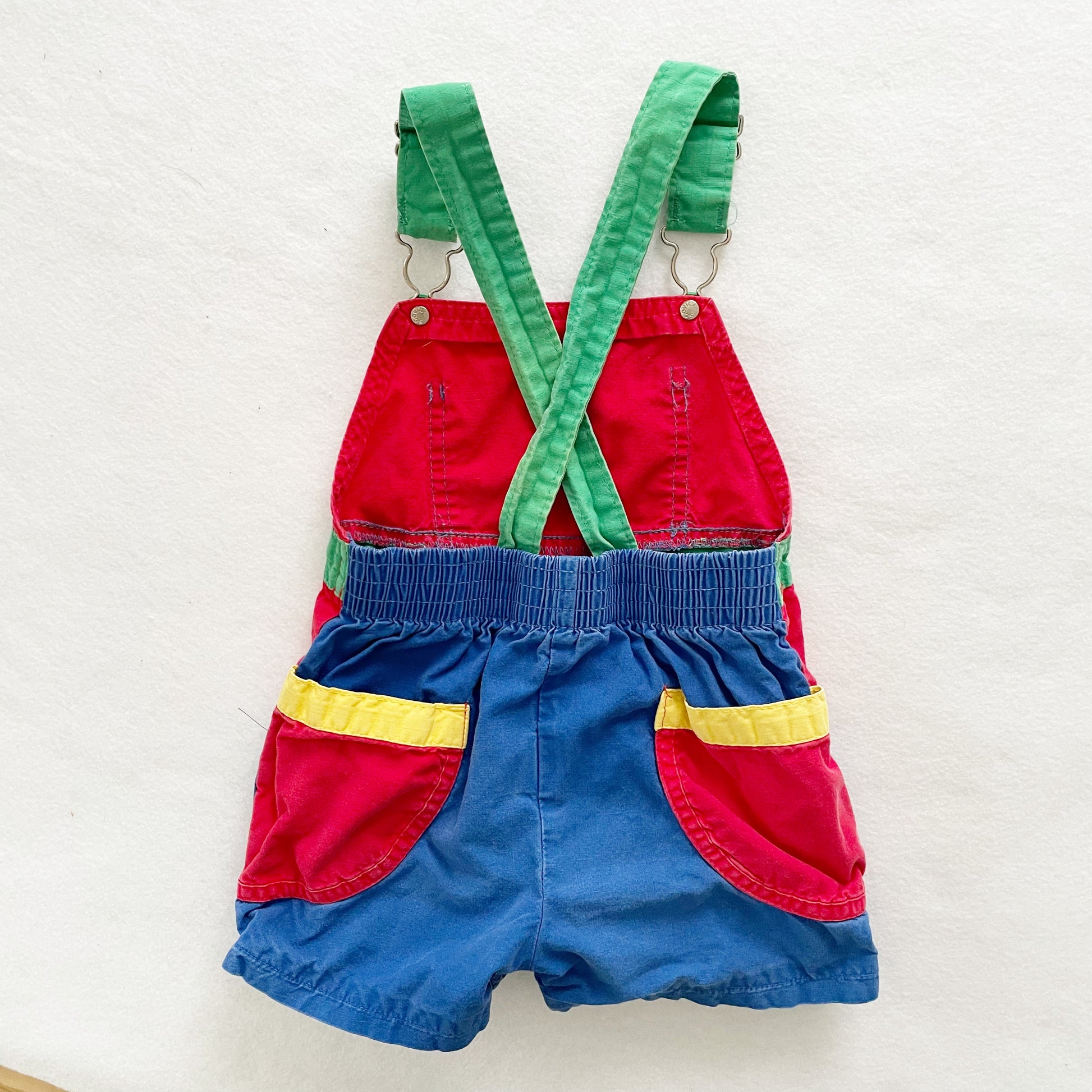OshKosh Colorblock Shortalls - Yellow Clover Vintage Kids Clothes