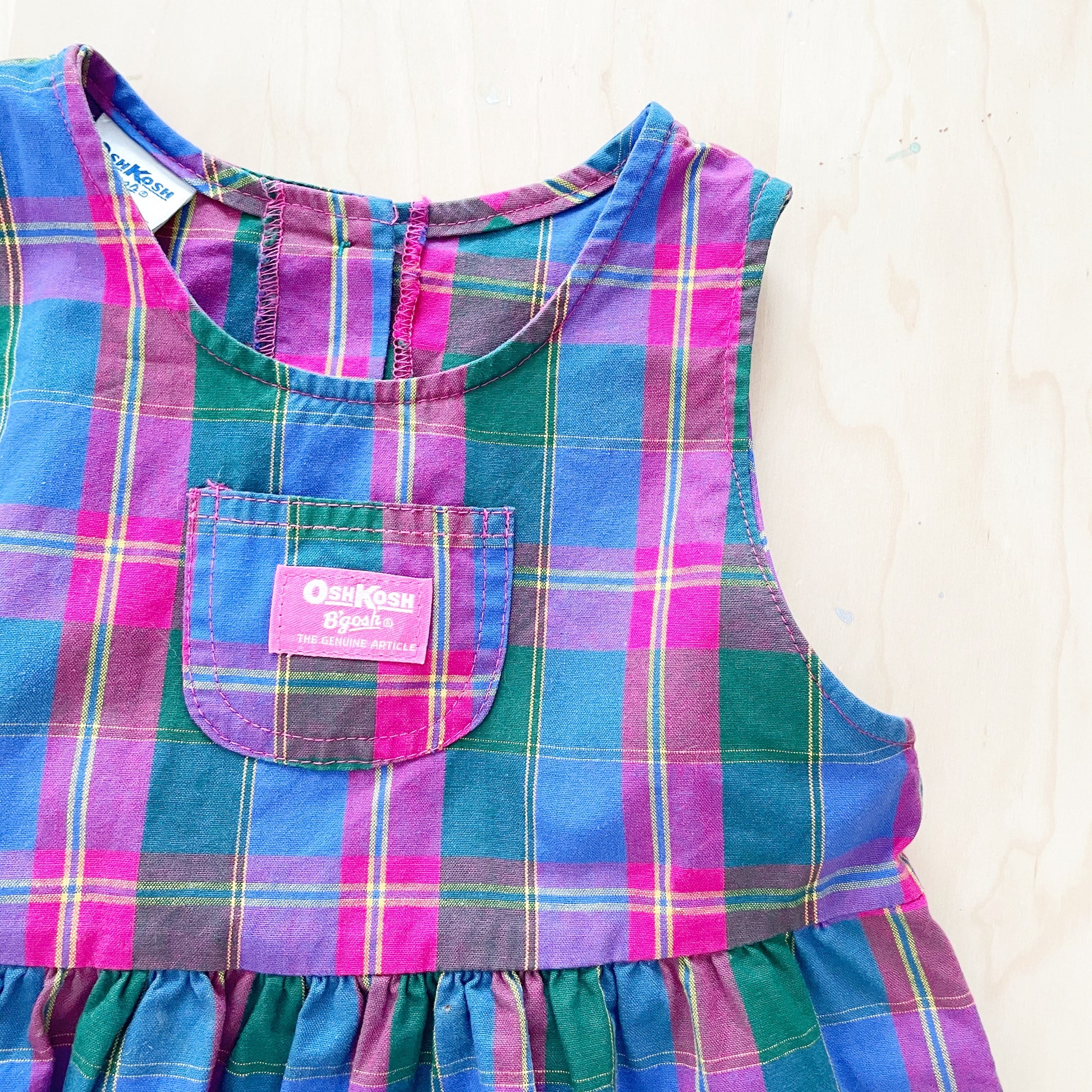 Vintage OshKosh Plaid Dress - Yellow Clover Vintage Kids Clothes
