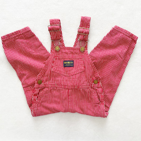 OshKosh Red Hickory Stripe Overalls - Yellow Clover Vintage Kids Clothes