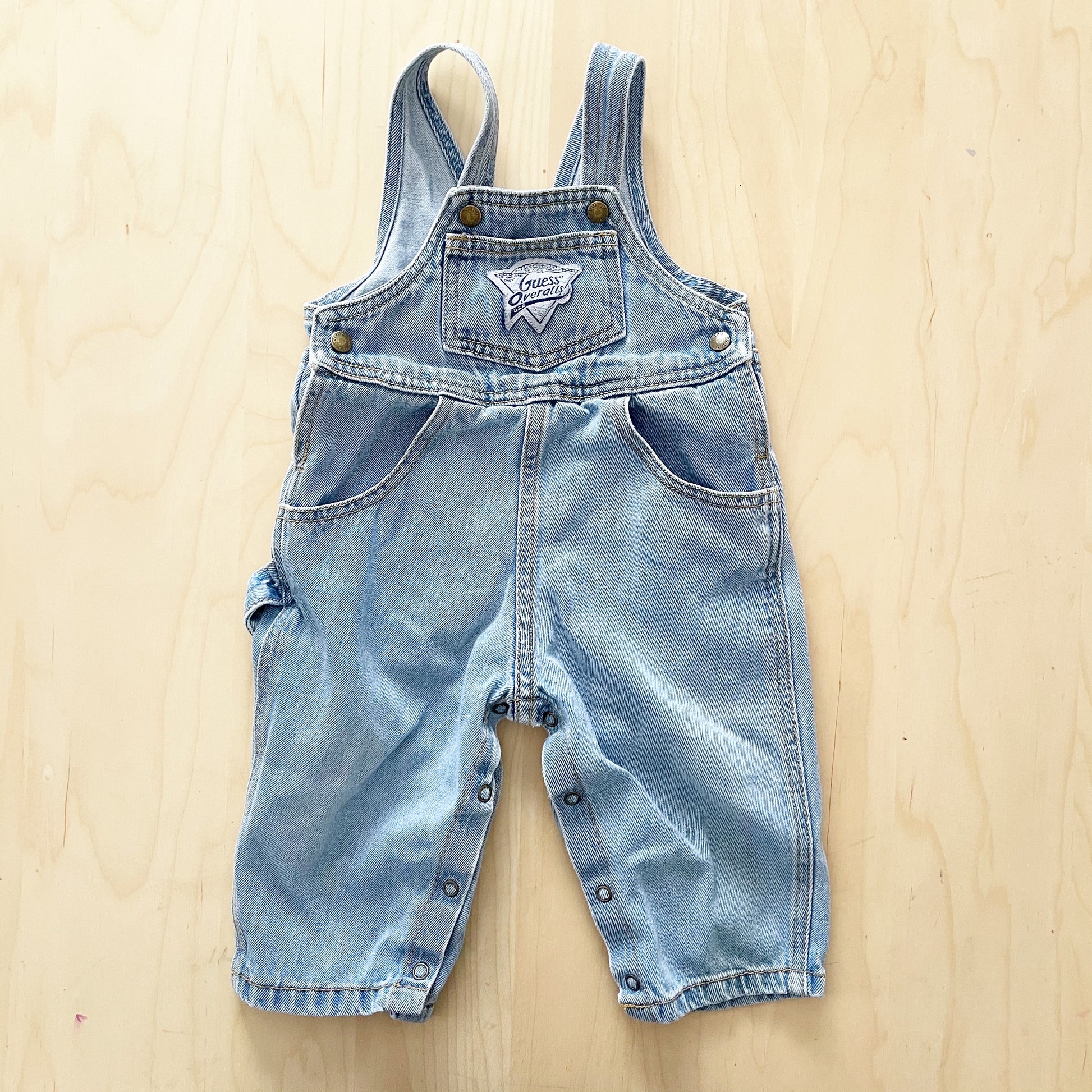 Vintage Guess Medium Wash Denim Patch Baby Overalls