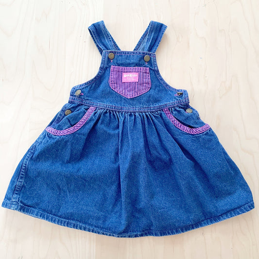 Vintage OshKosh Denim Stripe Skirtall - Yellow Clover Vintage Kids Clothes