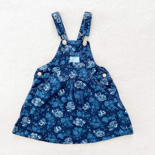 OshKosh Floral Printed Denim Skirtall - Yellow Clover Vintage Kids Clothes