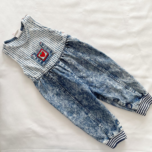 Levi’s Acid Wash Strawberry Patch Romper • 18m