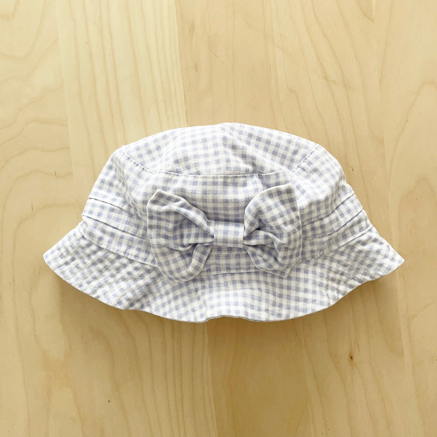 OshKosh Periwinkle Gingham Bow Bucket Hat - Yellow Clover Vintage Kids Clothes
