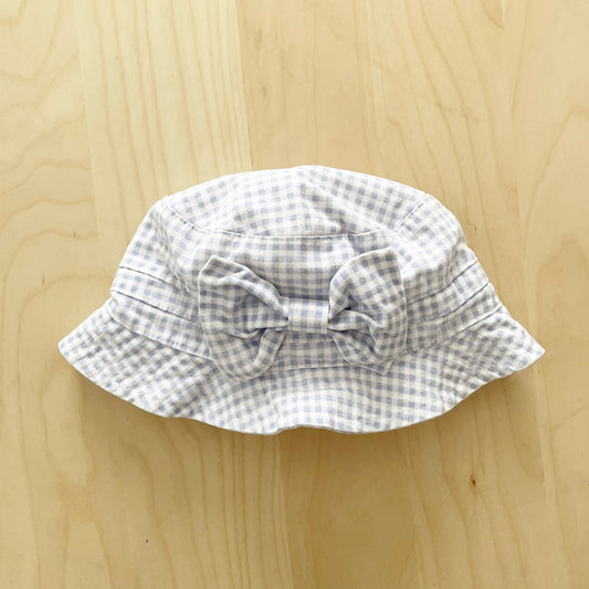 OshKosh Periwinkle Gingham Bow Bucket Hat - Yellow Clover Vintage Kids Clothes