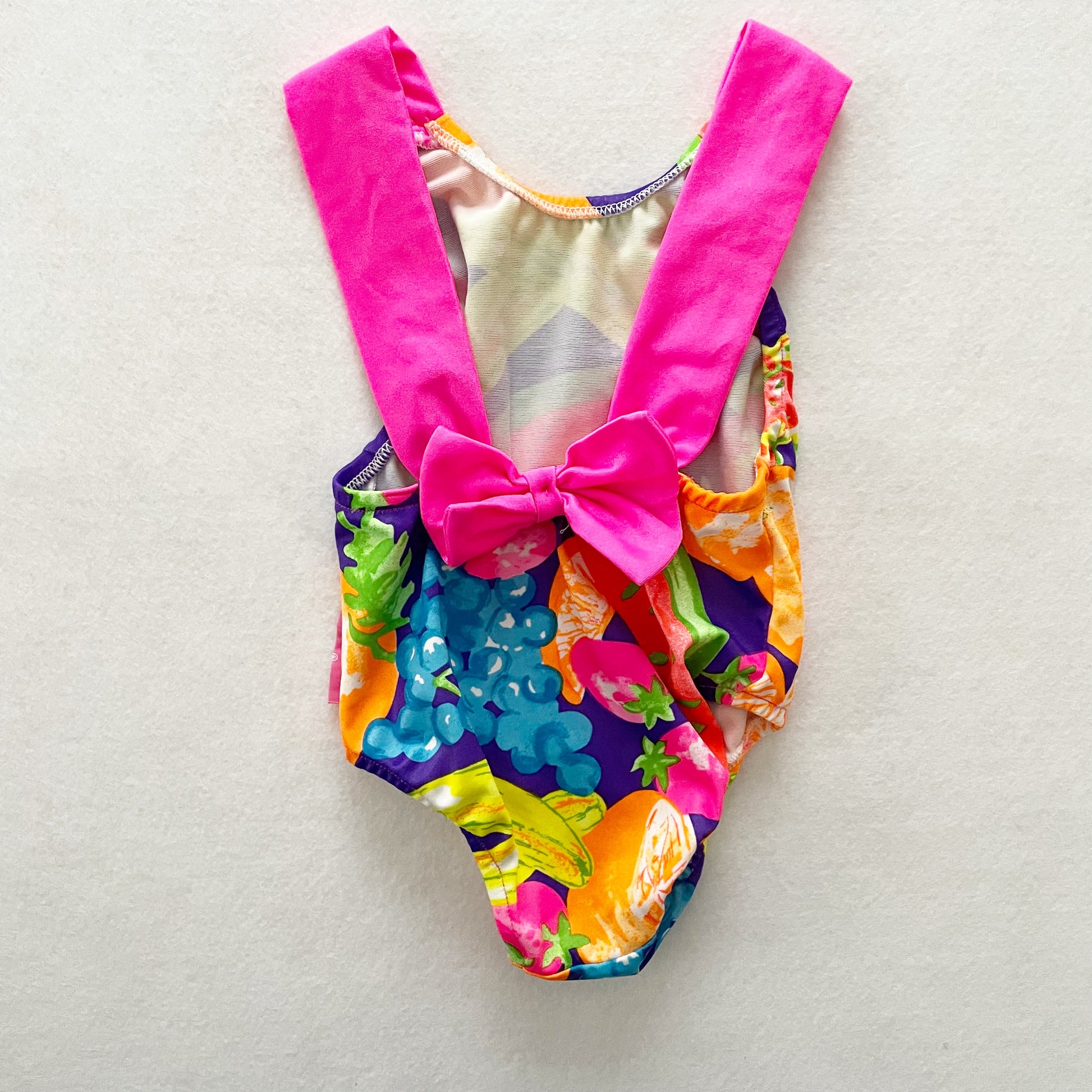 OshKosh Bright Fruit Bow Back Swimsuit - Yellow Clover Vintage Kids Clothes