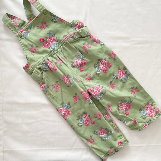 Vintage Hartstrings Floral Ruffle Toddler Overalls