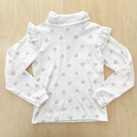 OshKosh Floral Print Turtleneck Layer Top - Yellow Clover Vintage Kids Clothes