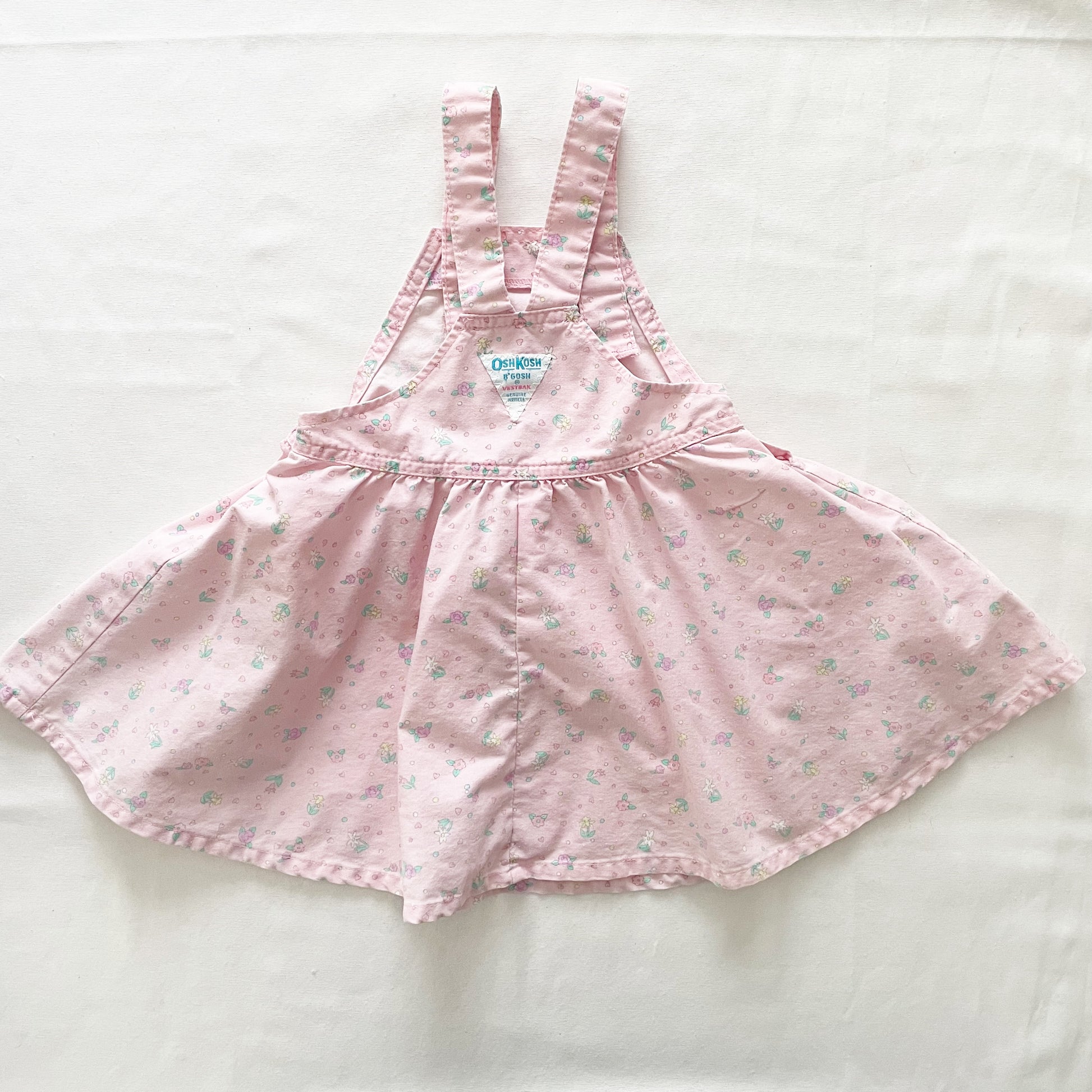 OshKosh Light Pink Floral Print Skirtall - Yellow Clover Vintage Kids Clothes