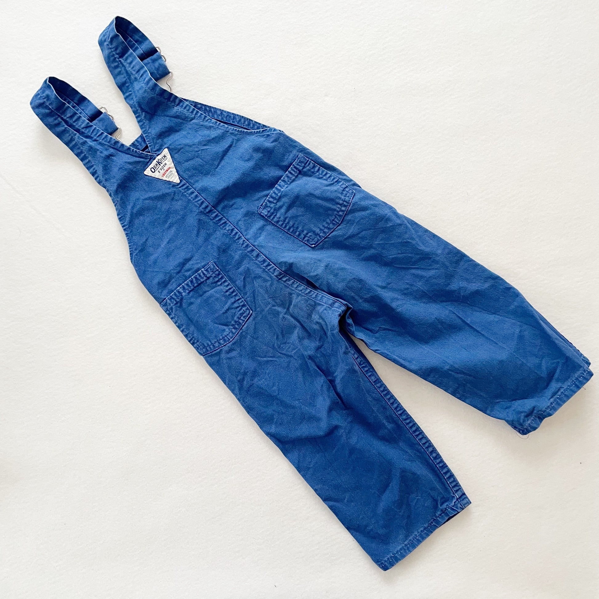 OshKosh Solid Blue Overalls - Yellow Clover Vintage Kids Clothes