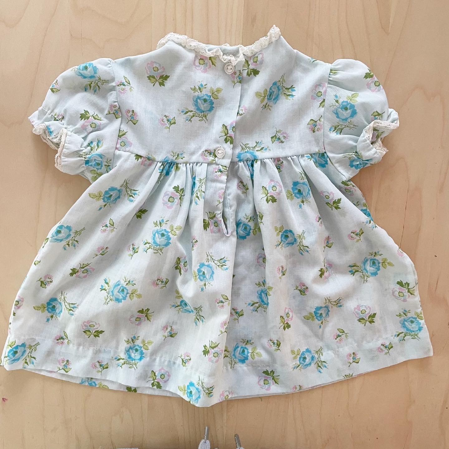 Vintage Blue Rose Floral Dress - Yellow Clover Vintage Kids Clothes