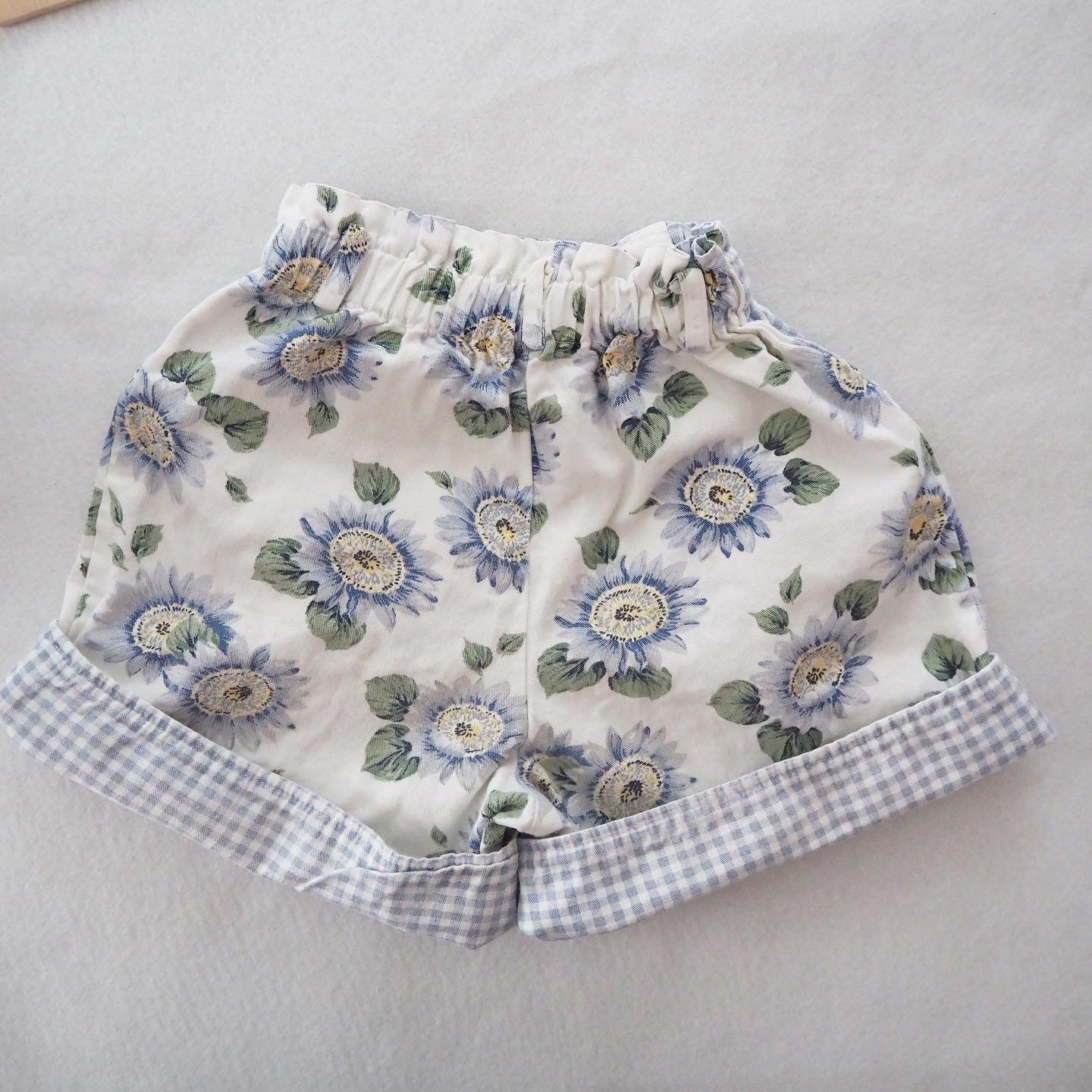 Floral Gingham Shorts - Yellow Clover Vintage Kids Clothes
