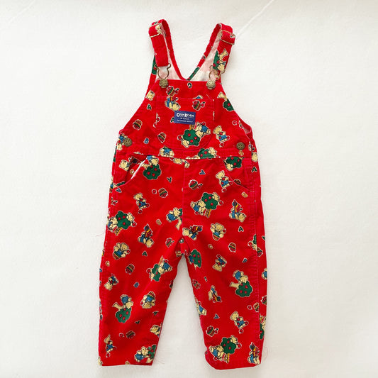 OshKosh Apple Tree Bears Cord Overalls