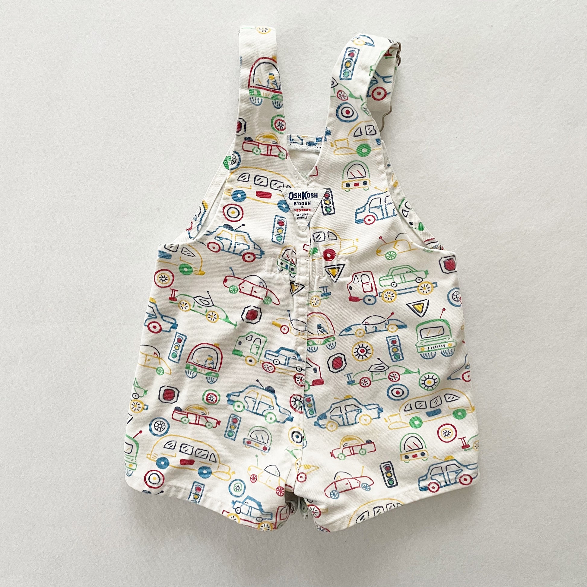 OshKosh Vehicle Outline Shortalls - Yellow Clover Vintage Kids Clothes