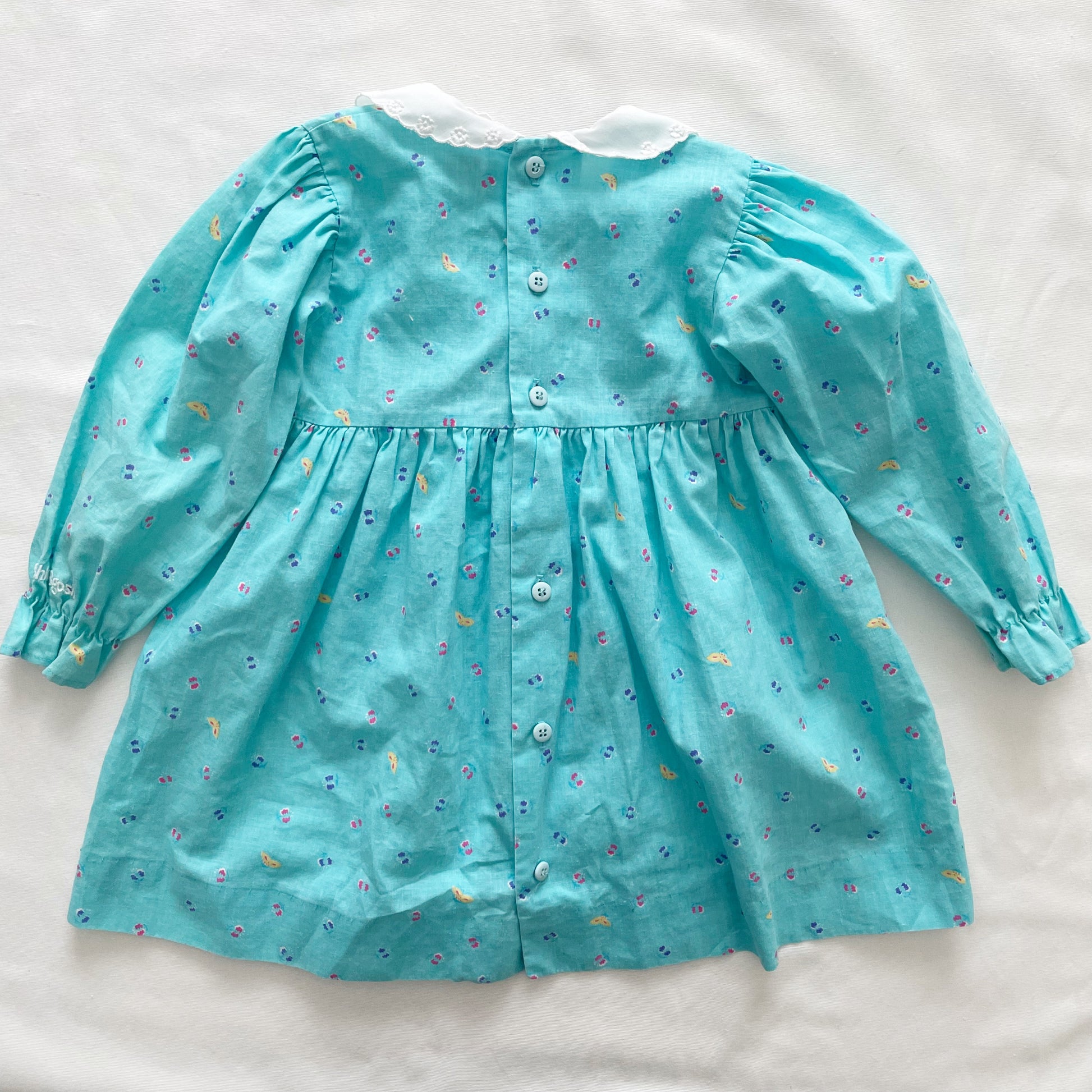 OshKosh Butterfly Print Collared Dress - Yellow Clover Vintage Kids Clothes
