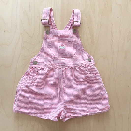 OshKosh Gingham Embroidered Shortalls - Yellow Clover Vintage Kids Clothes
