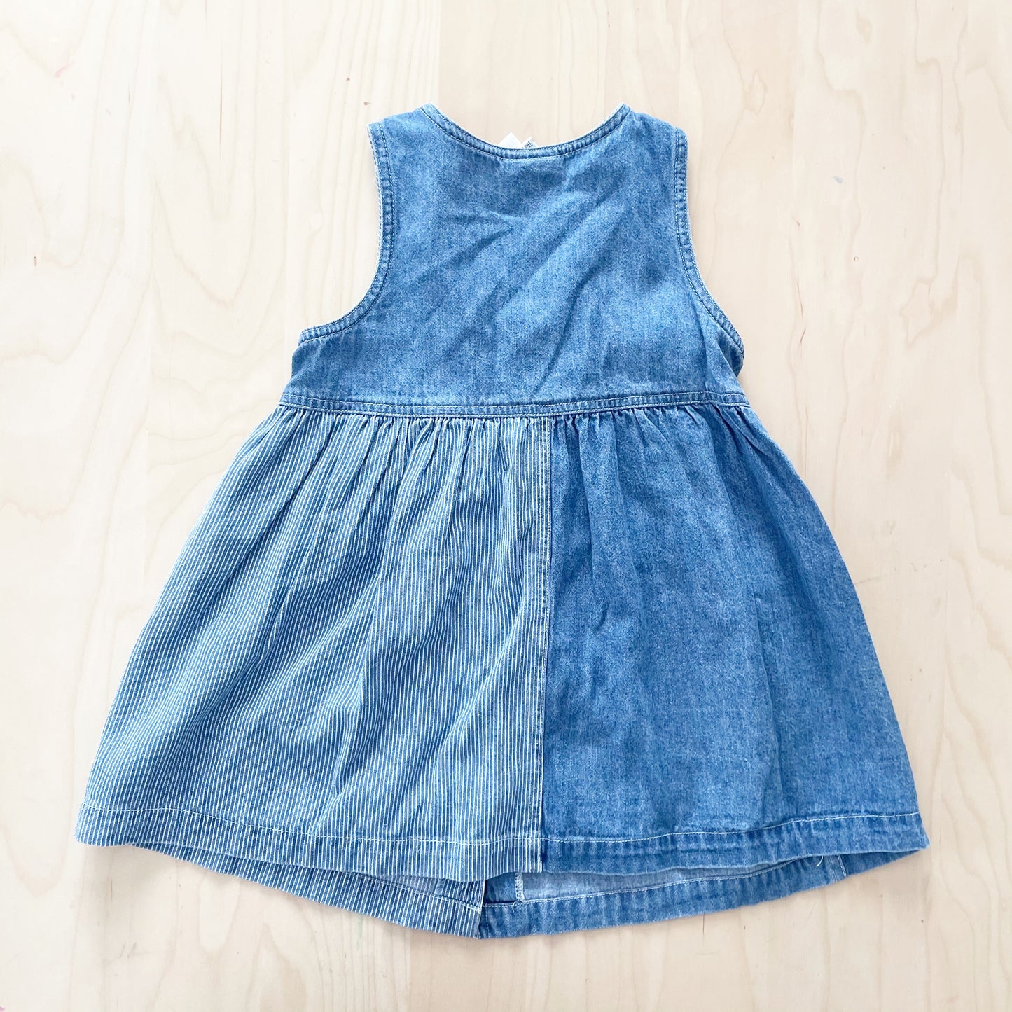 OshKosh Chambray Bear Striped Dress - Yellow Clover Vintage Kids Clothes