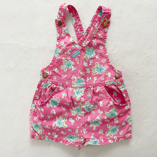 OshKosh Floral Crossfront Shortalls - Yellow Clover Vintage Kids Clothes