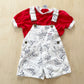 OshKosh Sailboat Print Shortalls Set - Yellow Clover Vintage Kids Clothes