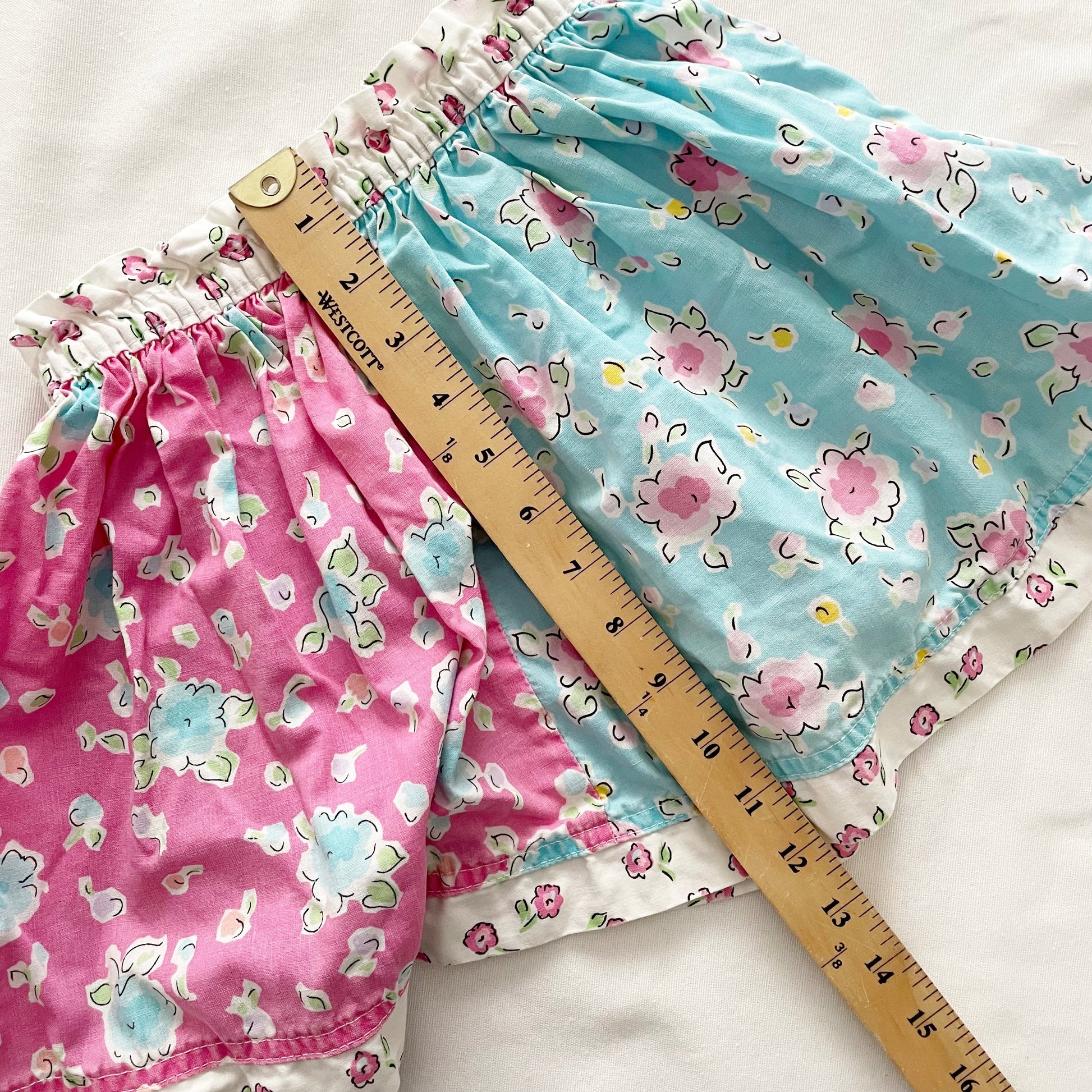 OshKosh Floral Colorblock Skirt - Yellow Clover Vintage Kids Clothes