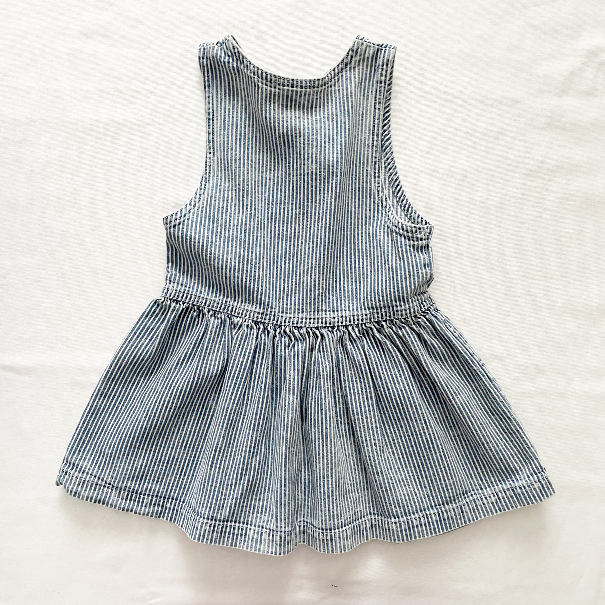 OshKosh Acid Wash Hickory Stripe Dress - Yellow Clover Vintage Kids Clothes