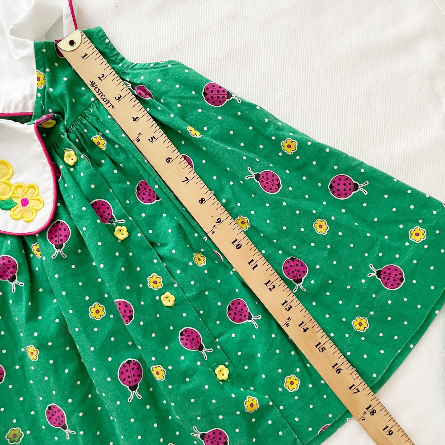 Austin & Ashley Ladybug Flower Dress Set - Yellow Clover Vintage Kids Clothes