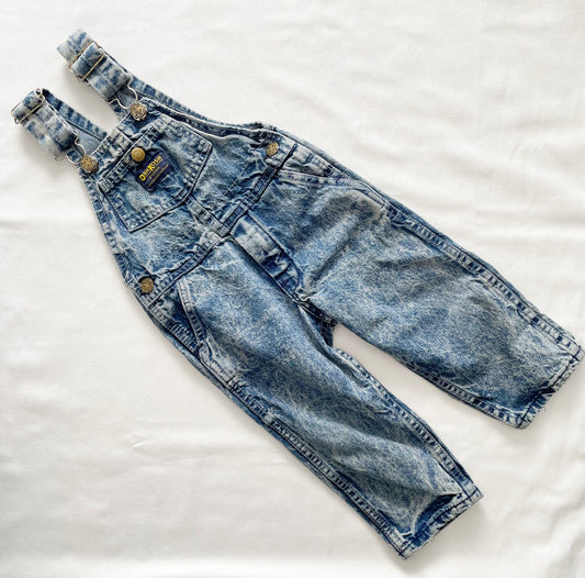 OshKosh Acid Wash Button Pocket Overalls - Yellow Clover Vintage Kids Clothes