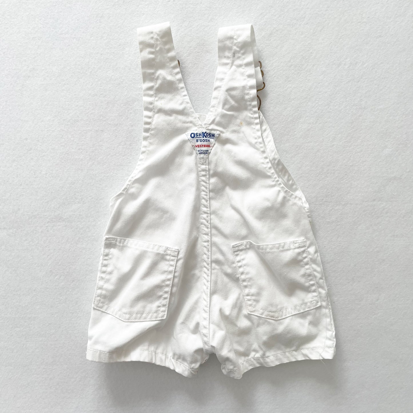 OshKosh Solid White Shortalls - Yellow Clover Vintage Kids Clothes