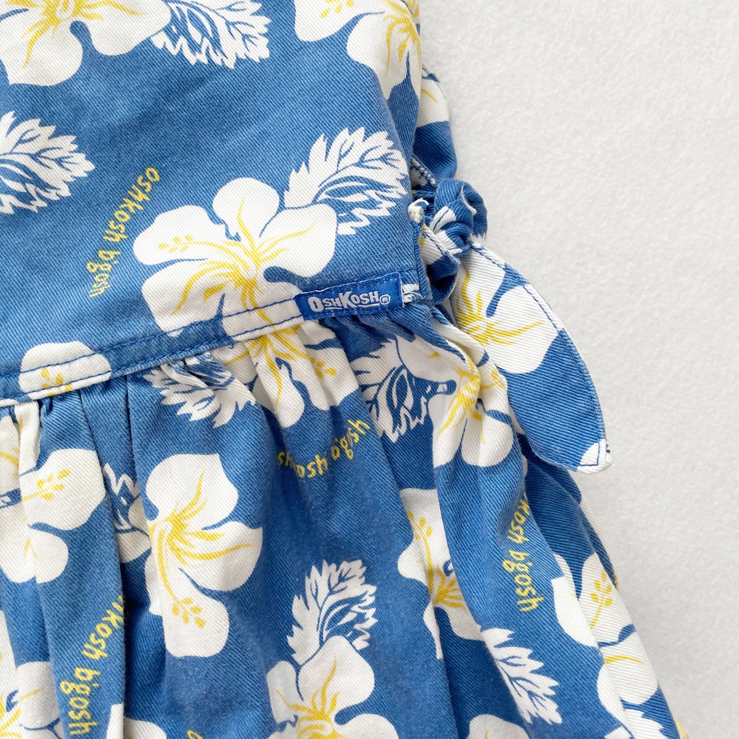OshKosh Tropical Floral Side Tie Dress - Yellow Clover Vintage Kids Clothes