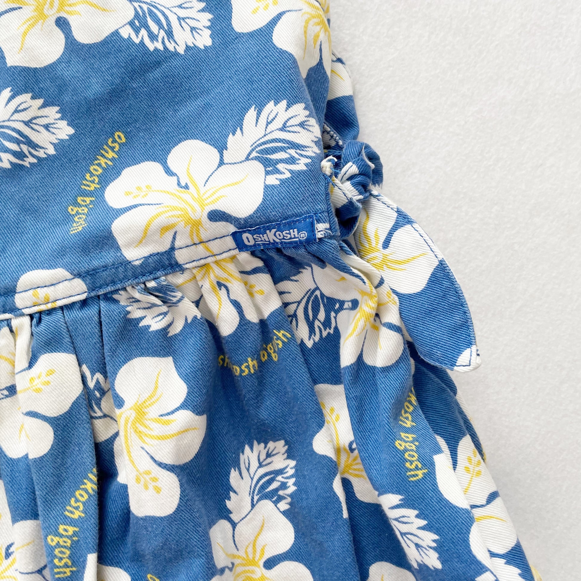 OshKosh Tropical Floral Side Tie Dress - Yellow Clover Vintage Kids Clothes