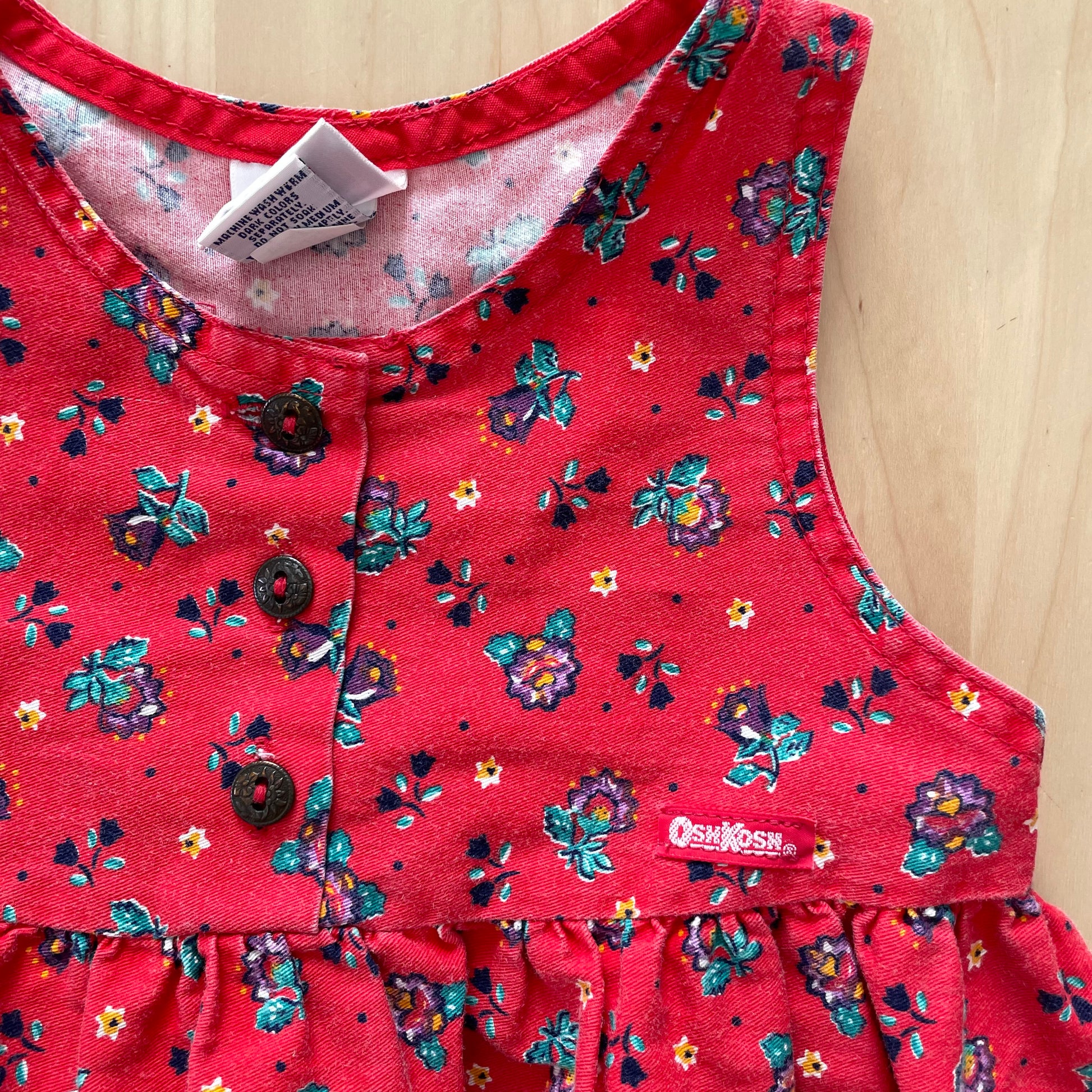 OshKosh Red Paisley Floral Dress - Yellow Clover Vintage Kids Clothes