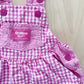 OshKosh Scoop Cut Pink Gingham Shortalls - Yellow Clover Vintage Kids Clothes