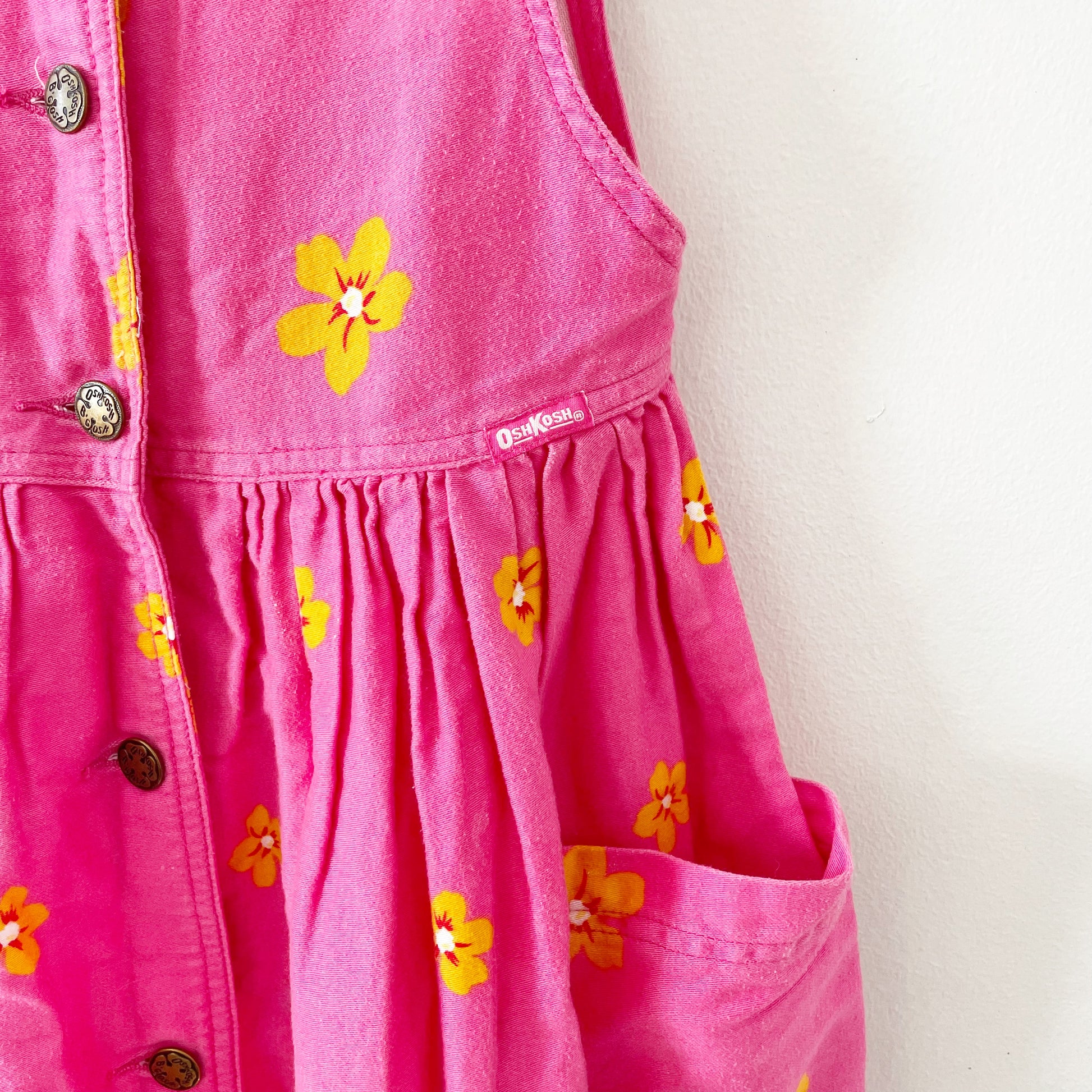 OshKosh Pink Tropical Floral Dress - Yellow Clover Vintage Kids Clothes