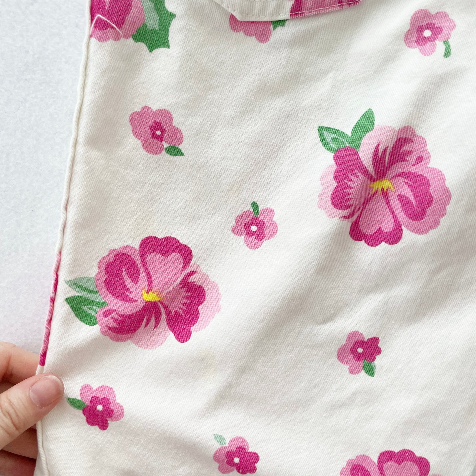 OshKosh Hibiscus Floral Overalls - Yellow Clover Vintage Kids Clothes