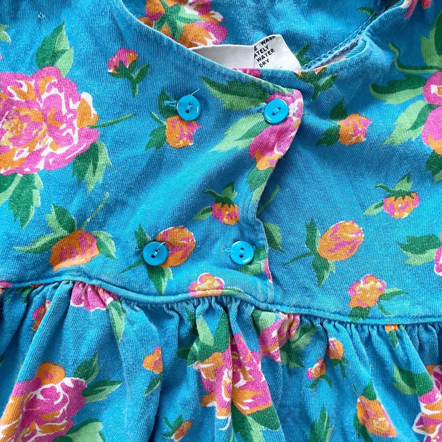 Vintage Bold Floral Jersey Dress - Yellow Clover Vintage Kids Clothes
