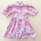 OshKosh Pink Floral Button Front Dress - Yellow Clover Vintage Kids Clothes