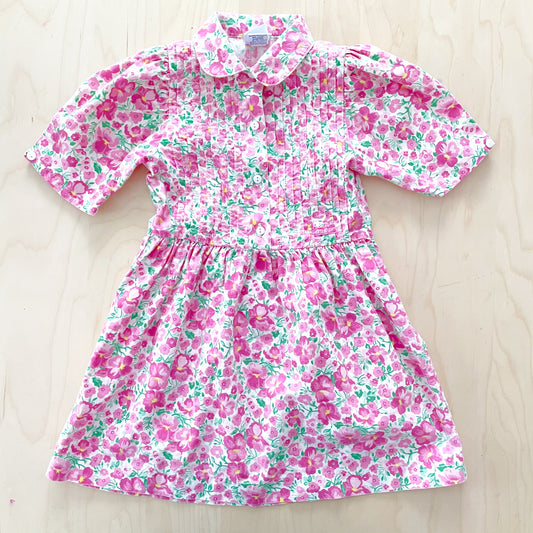 OshKosh Pink Floral Button Front Dress - Yellow Clover Vintage Kids Clothes