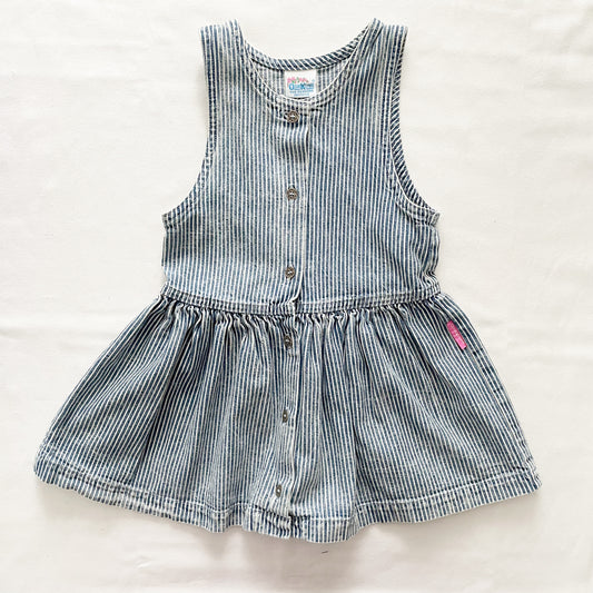 OshKosh Acid Wash Hickory Stripe Dress - Yellow Clover Vintage Kids Clothes