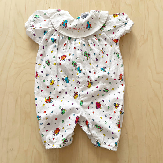 Vintage OshKosh Bird Print Collared Romper