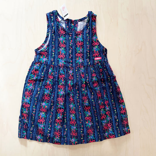 New Old Stock OshKosh Black Floral Ribbon Cord Dress - Yellow Clover Vintage Kids Clothes