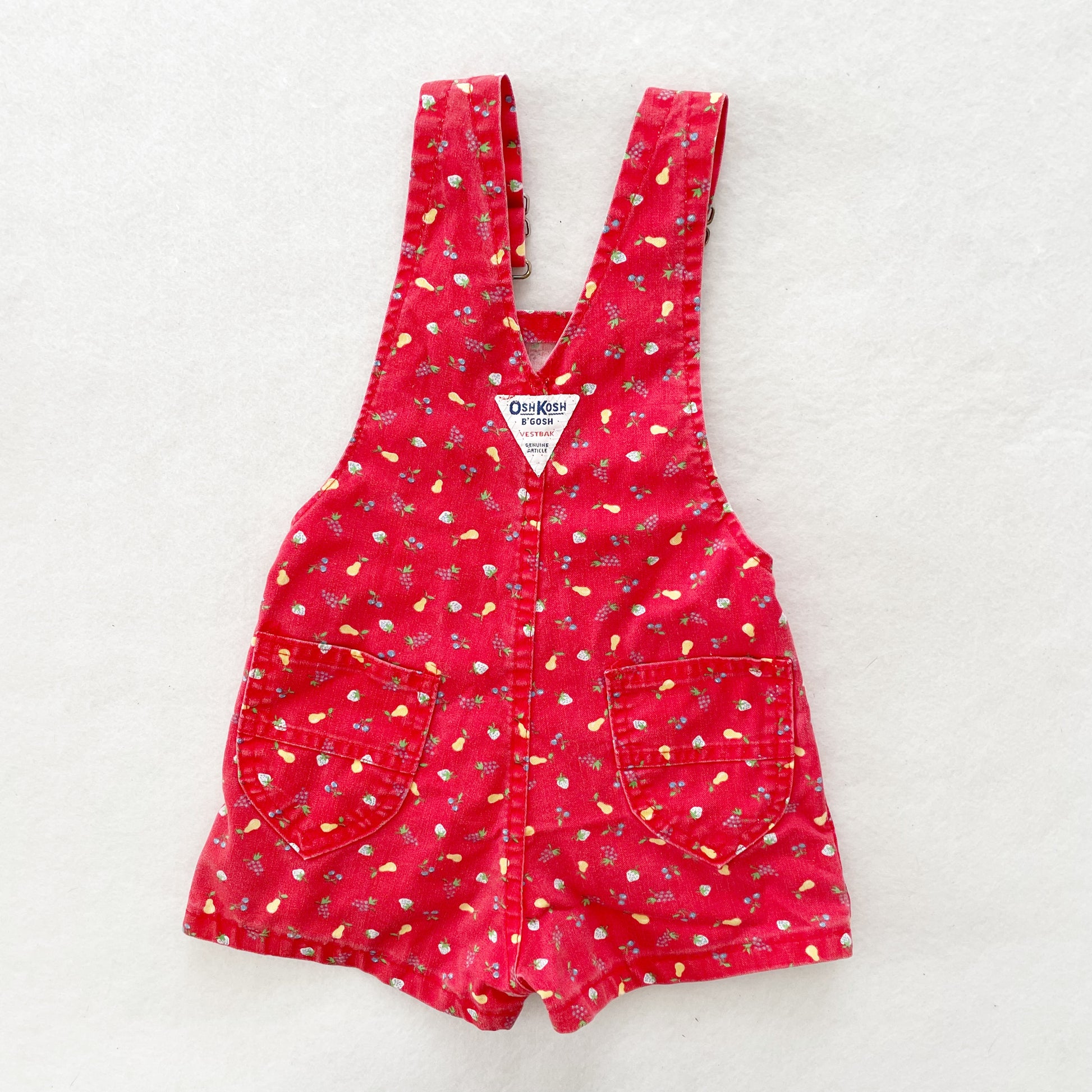 OshKosh Fruit Print Shortalls - Yellow Clover Vintage Kids Clothes