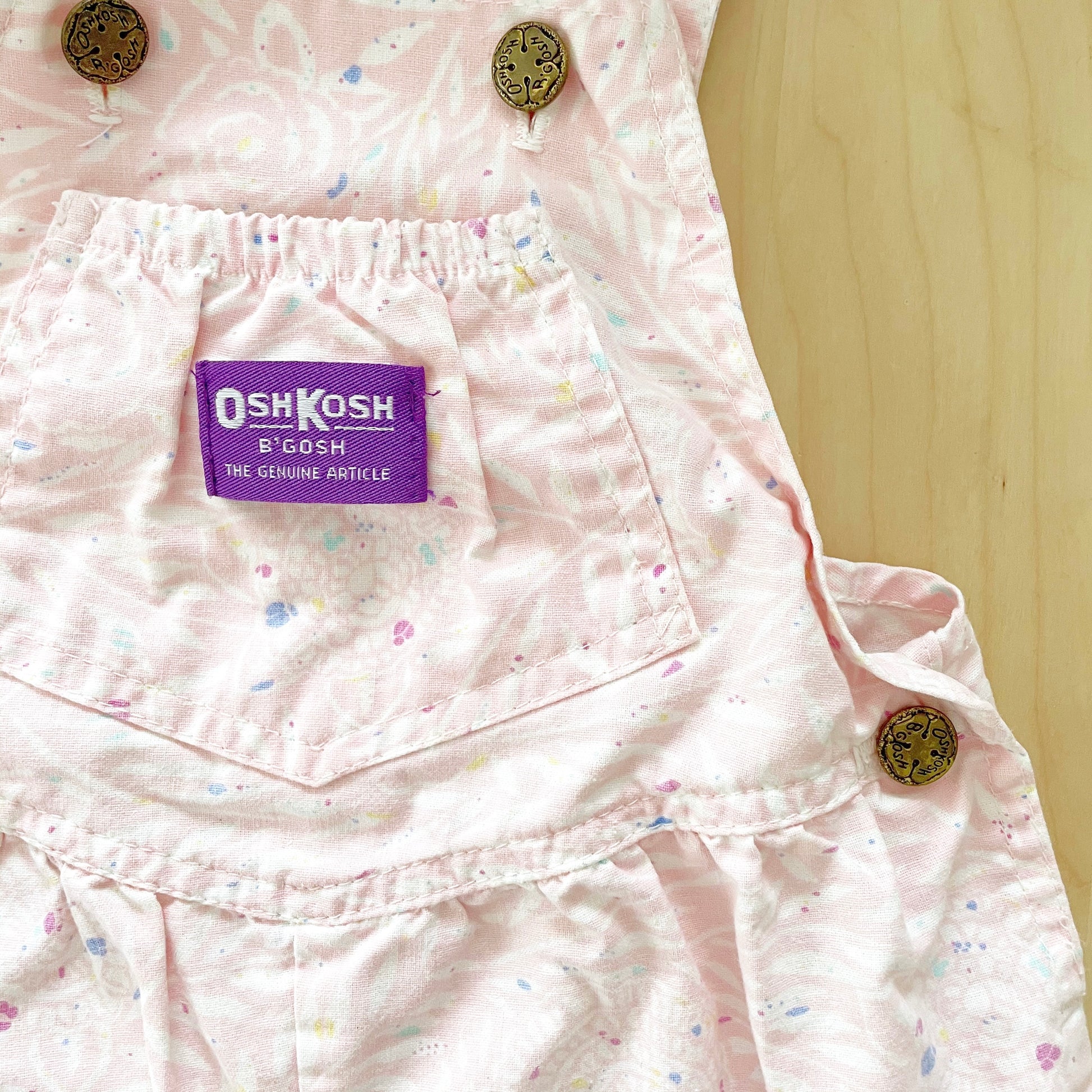 OshKosh Floral Medallion Print Sample Shortalls - Yellow Clover Vintage Kids Clothes