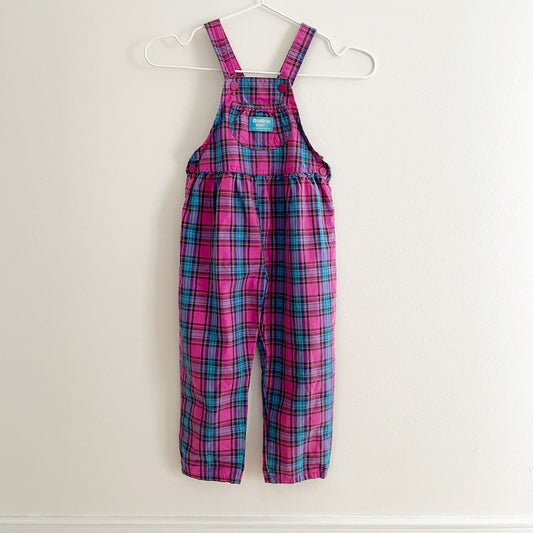 OshKosh Plaid Cotton Overalls - Yellow Clover Vintage Kids Clothes