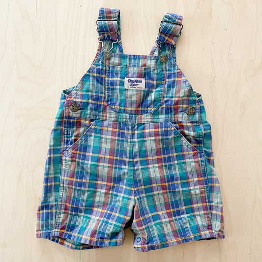 OshKosh Plaid Shortalls - Yellow Clover Vintage Kids Clothes