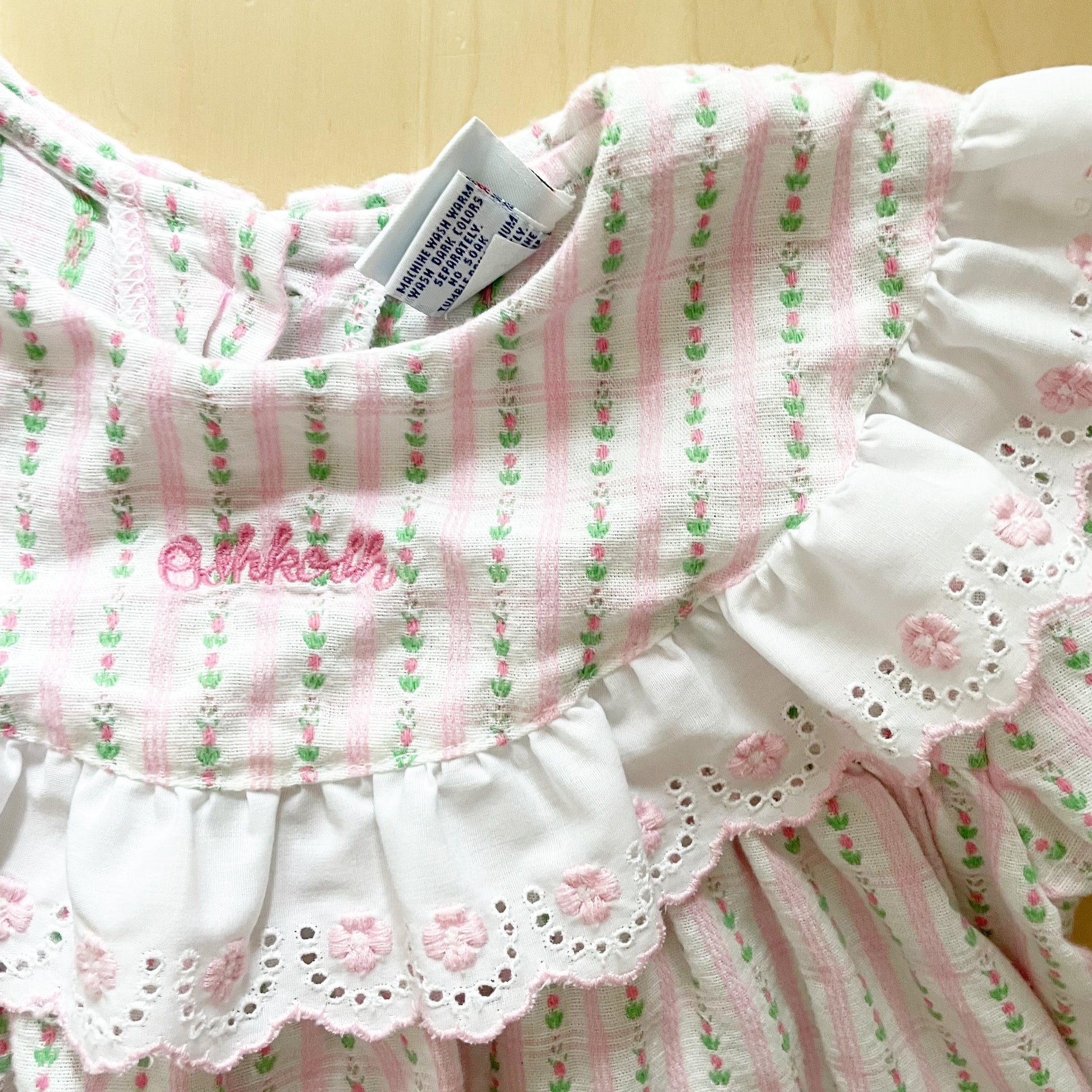 OshKosh Floral Woven Eyelet Dress - Yellow Clover Vintage Kids Clothes