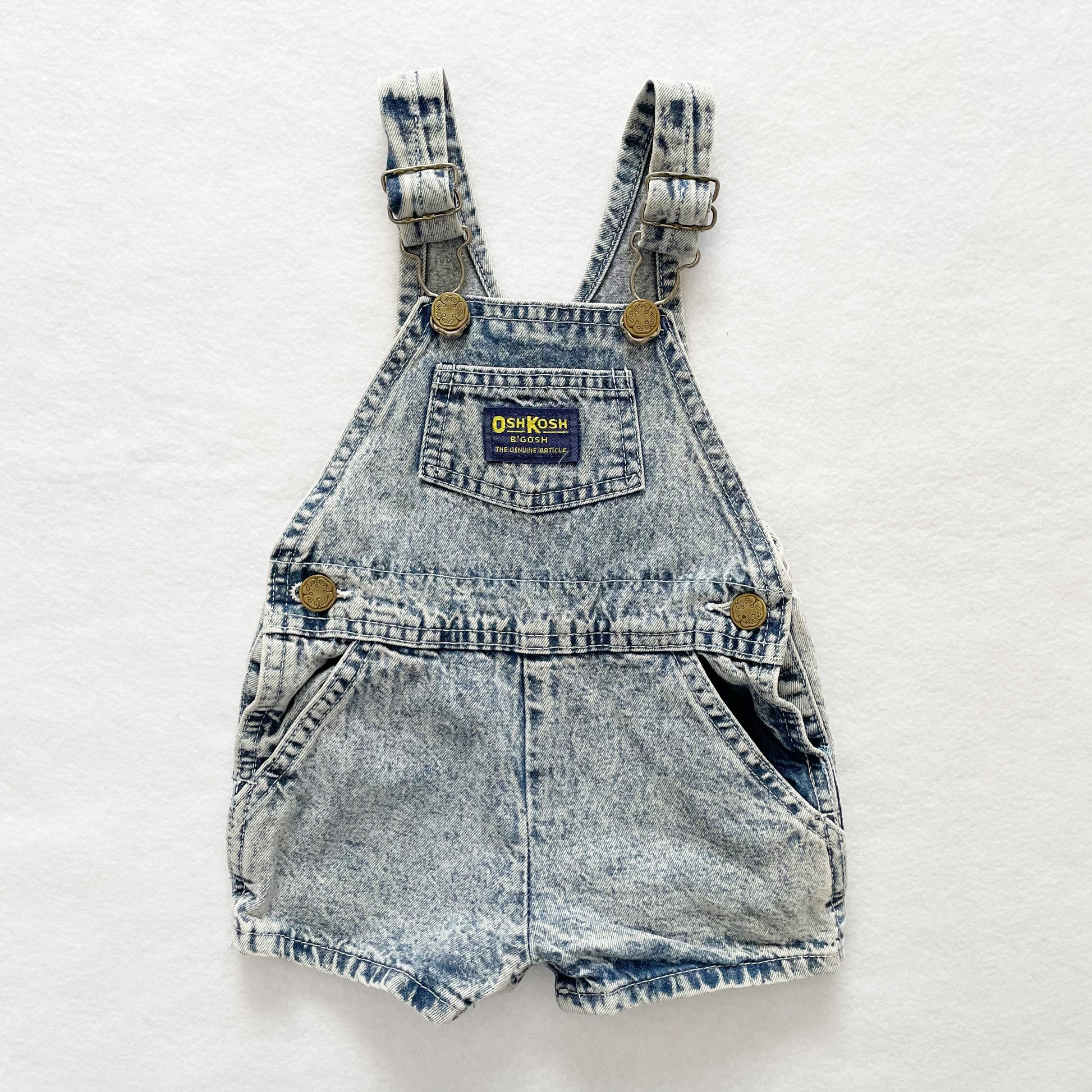 OshKosh Acid Wash Shortalls - Yellow Clover Vintage Kids Clothes