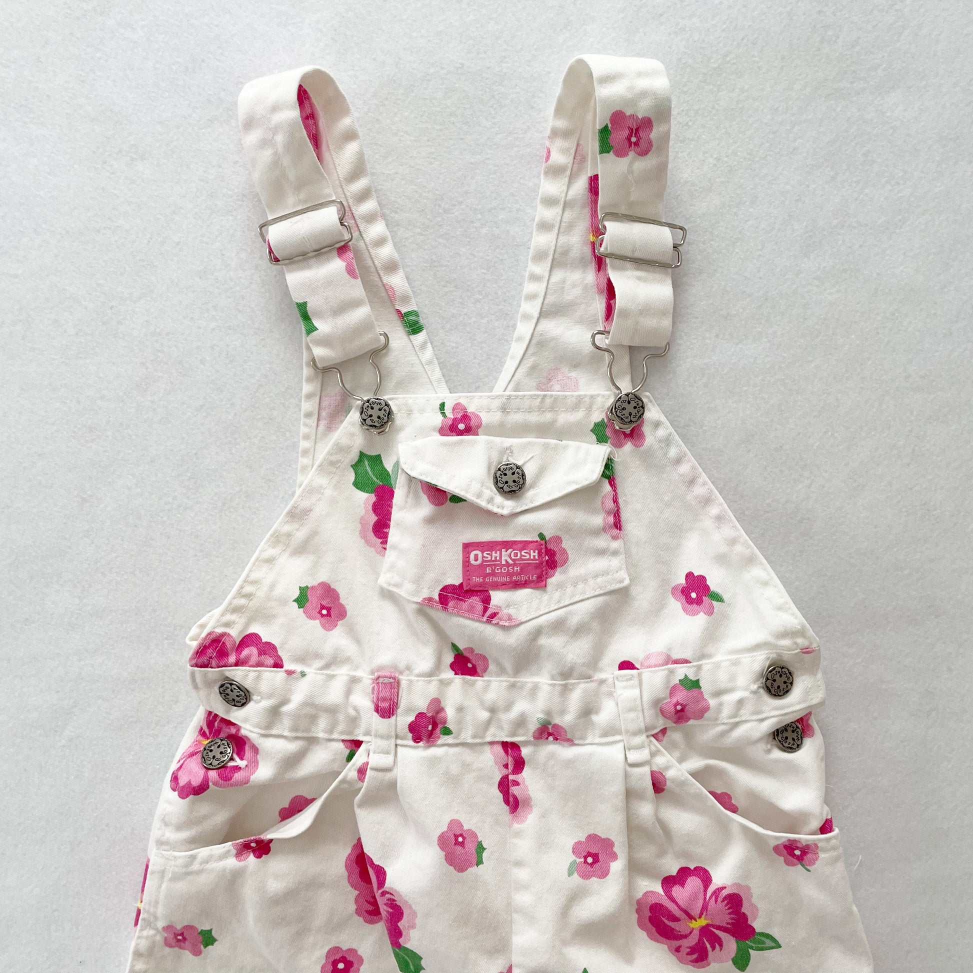 OshKosh Hibiscus Floral Overalls - Yellow Clover Vintage Kids Clothes